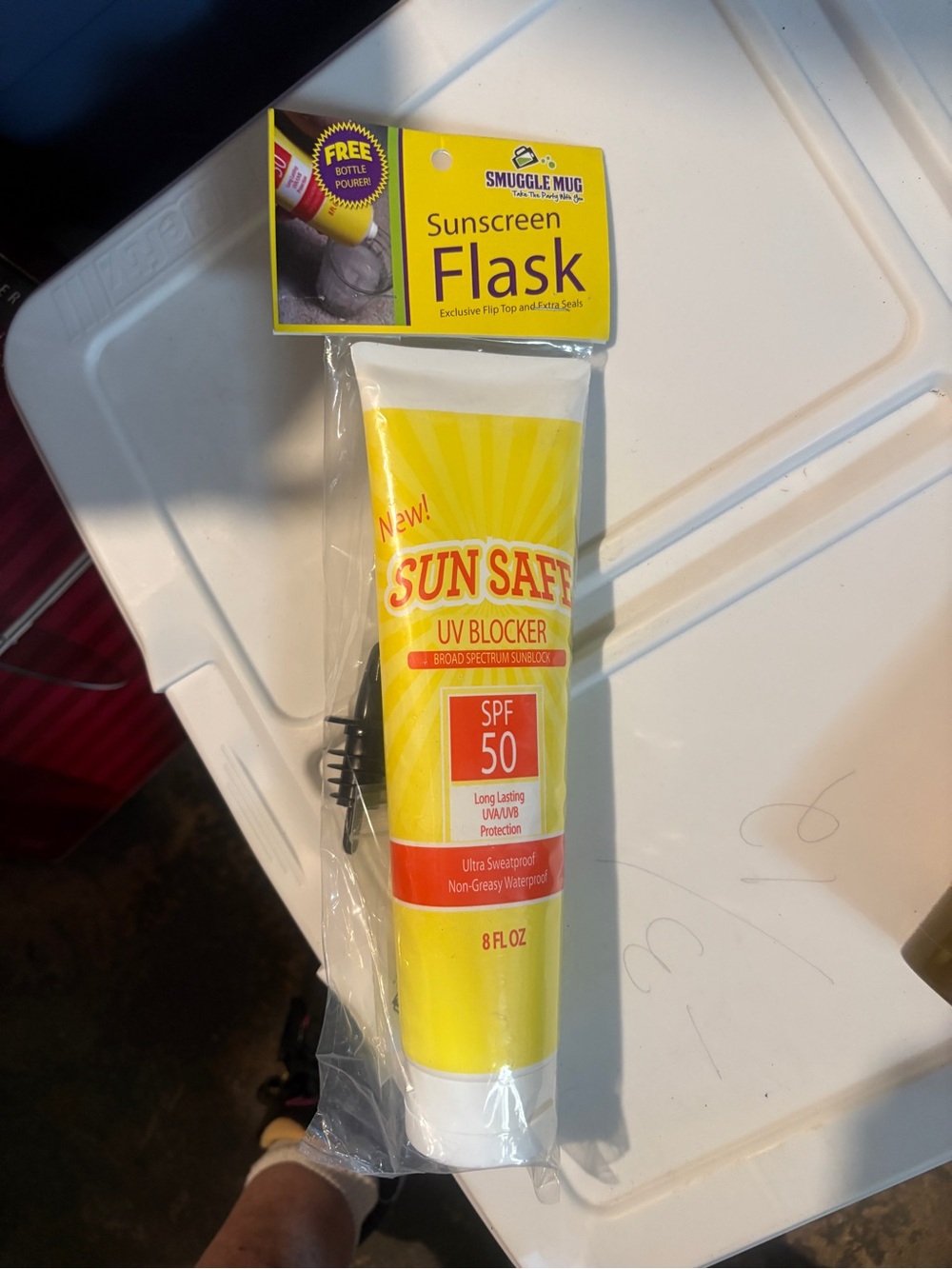 Sun Safe SPF 50 Yellow Sunscreen Flask, including additional tube see photos